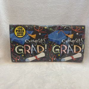 100‎ Piece SUPER VALUE Congrats Grad, Lunch Napkins, Black
